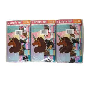 Afro Unicorn Girls 7 Pack 100% Combed Cotton Size 6 Underwear Briefs 21 Pair NEW
